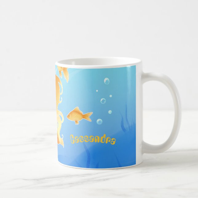 Mug Jolie sirène avec le poisson rouge sous l'eau (Droite)