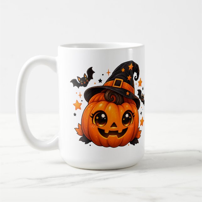 Mug Jolie sorcière citrouille d'Halloween (Gauche)