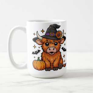 Mug Jolie sorcière de vache Highland avec Halloween Ci