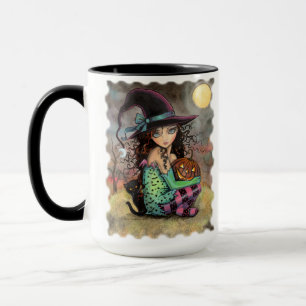 Mug Jolie sorcière d'Halloween avec chat noir
