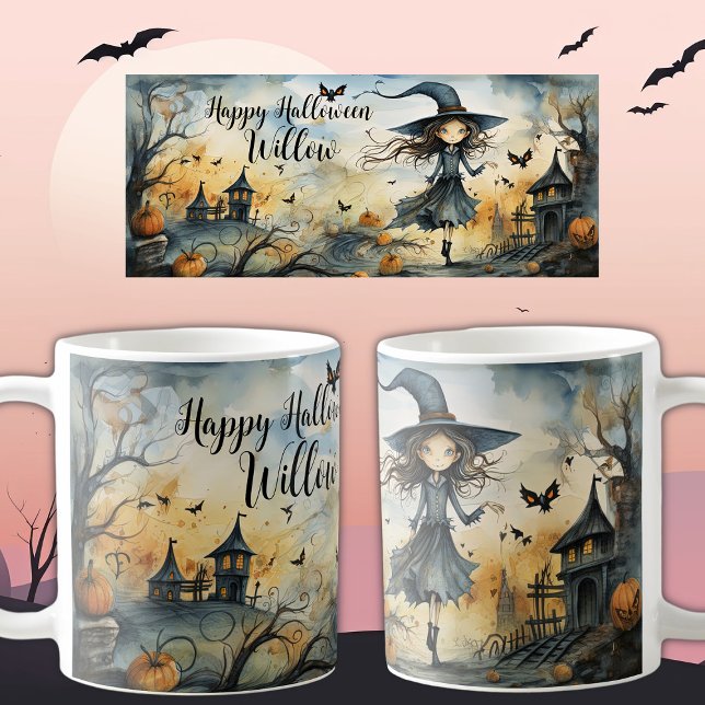 Mug Jolie Sorcière d'Halloween Whimsical, Nom Personna (Créateur téléchargé)