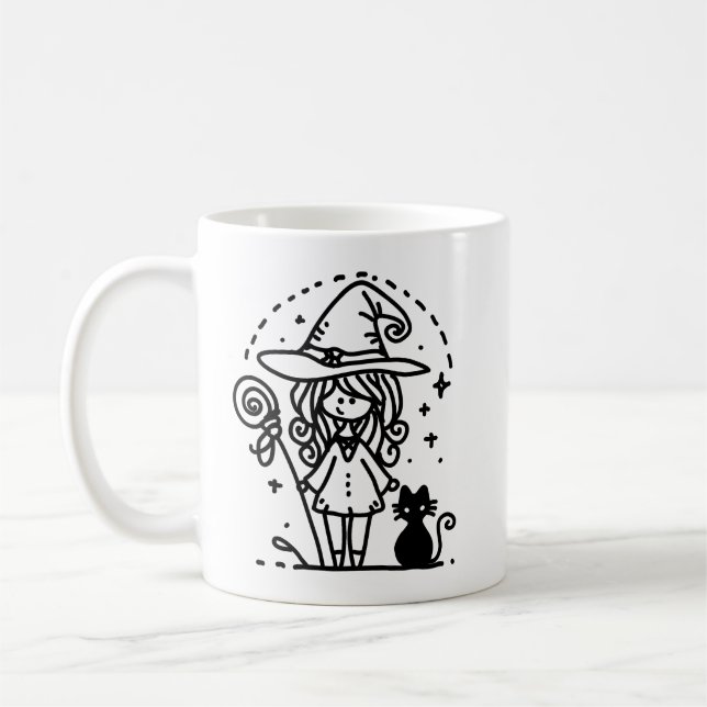 Mug Jolie sorcière et caniche noire (Gauche)