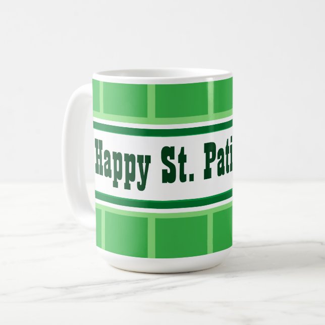 Mug Jolie St. Patrick's Day rayé vert (Devant gauche)