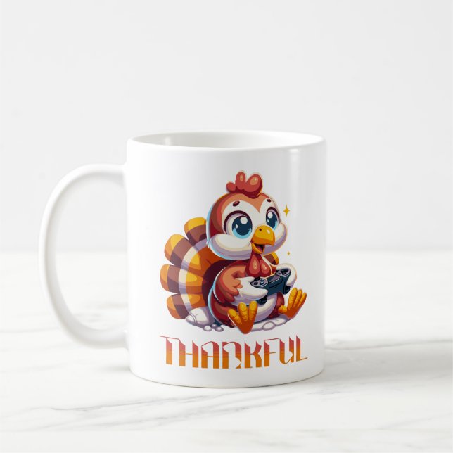 Mug Jolie Thanksgiving Turquie Jouer jeu vidéo (Gauche)