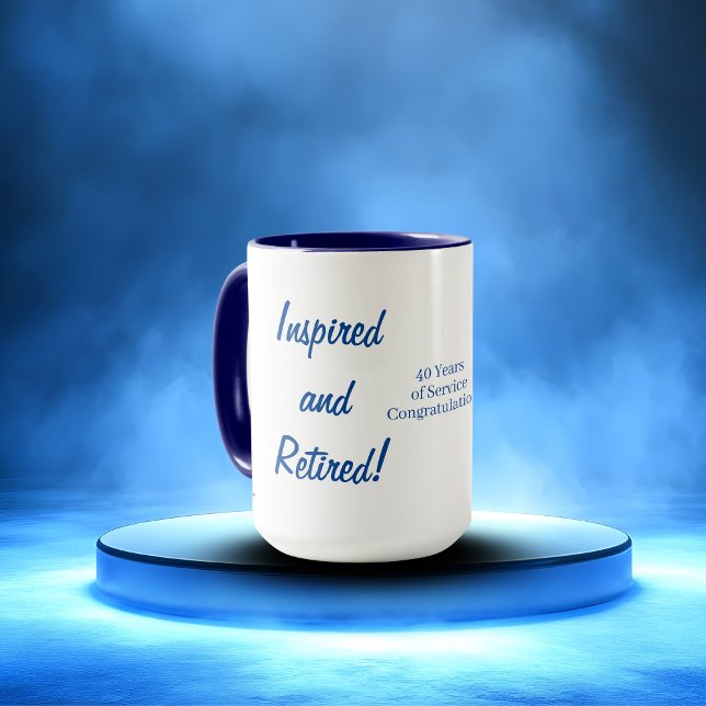 Mug Jolie typographie de retraite bleue personnalisabl (Personalize for the Retiree)