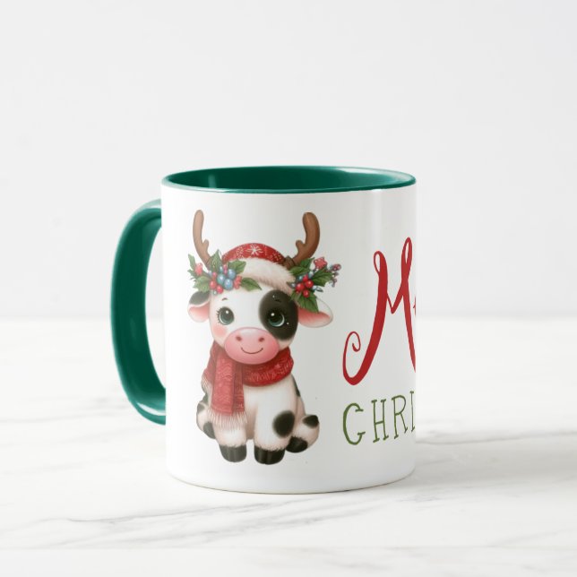 Mug Jolie vache de Noël mignonne (Devant gauche)