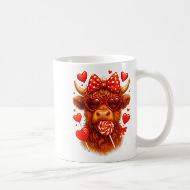 Mug Jolie Vache Highland Sucette de la Saint-Valentin  (Droite)