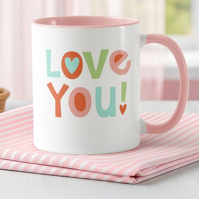 Mug Jolie Valentines rose jour Vous aimez (A cute Valentine's Day "love you" mug. makes a great gift for a girl or a girlfriend.)