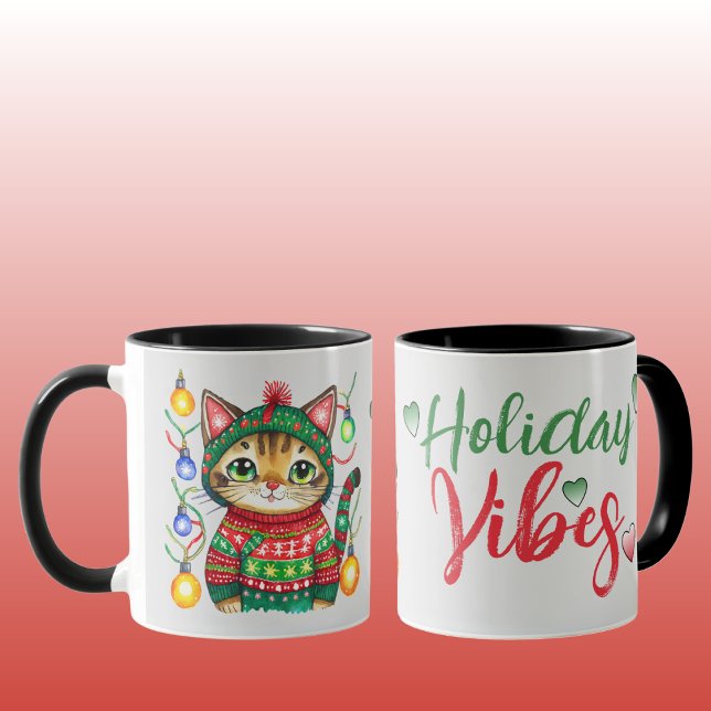 Mug Jolie vibes vacances chat gris Noël (Créateur téléchargé)