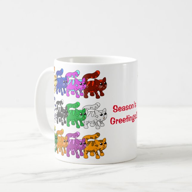 Mug Jolie Xmas Kitten Chat Lignes Motif (Devant gauche)