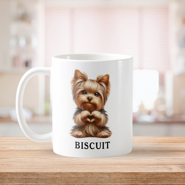 Mug Jolie Yorkie pour animal domestique Créer un coeur (Cute Pet Yorkie Creating a Heart with Paws Coffee Mug)