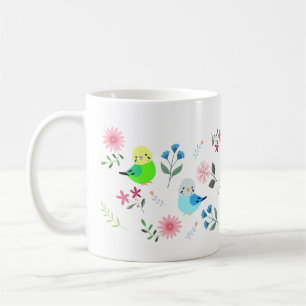 Mug Jolies bougies Parakeet aux fleurs Jolies oiseaux