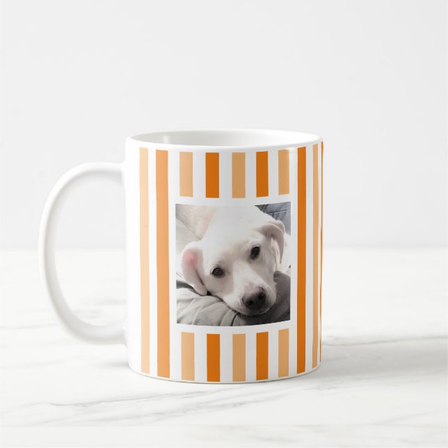 Mug Jolies Deux Photos Rayées Blanc et Orange (Gauche)