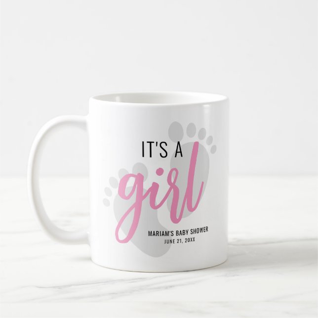 Mug Jolies Empreintes de Pied Rose C'est une Fille Bab (Gauche)