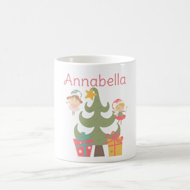 Mug Jolies fées de Noël Nom personnalisé (Centre)