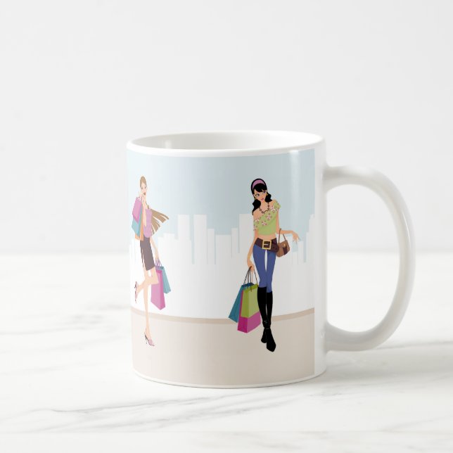 Mug Jolies filles faisant des emplettes dans la ville (Droite)