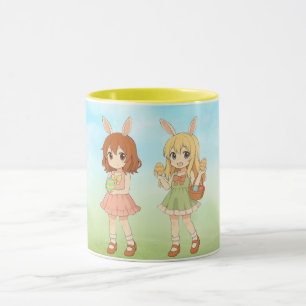 Mug Jolies filles lapins de Pâques d'anime