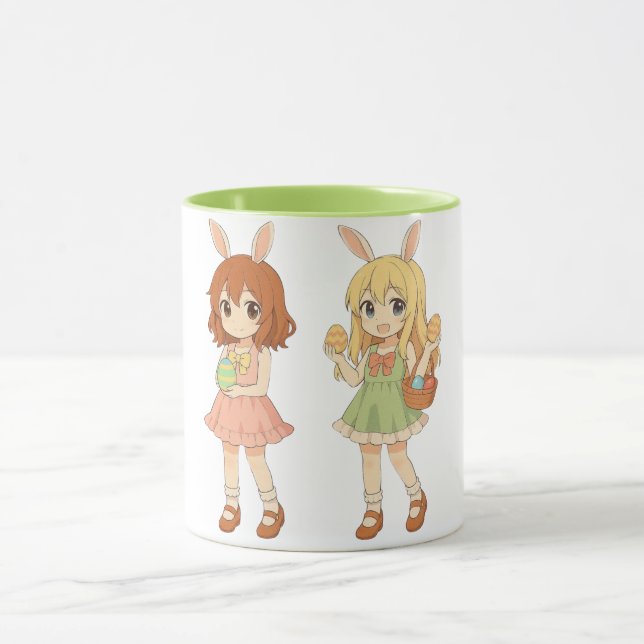 Mug Jolies filles lapins de Pâques d'anime (Centre)