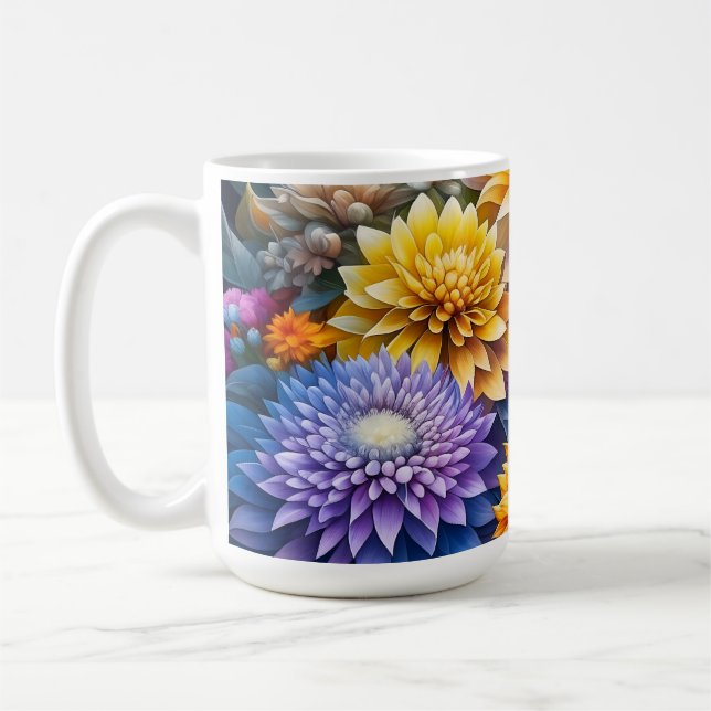 Mug Jolies Fleurs Ai Art Colorées Personnalisées (Gauche)