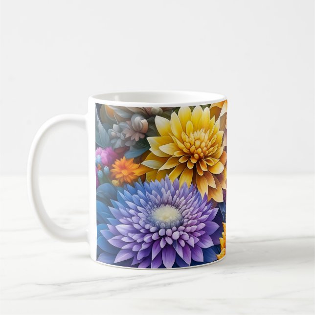 Mug Jolies Fleurs Ai Art Colorées Personnalisées (Gauche)
