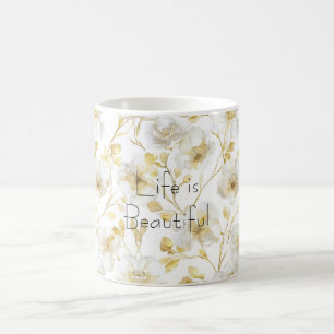 Mug Jolies Fleurs Blanches Dorées