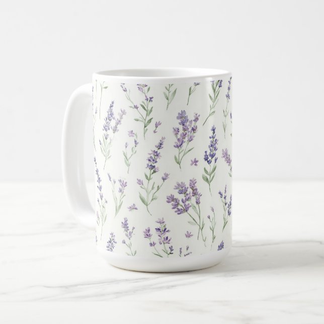 Mug Jolies Fleurs Blanches Lavande Shower Nuptial (Devant gauche)