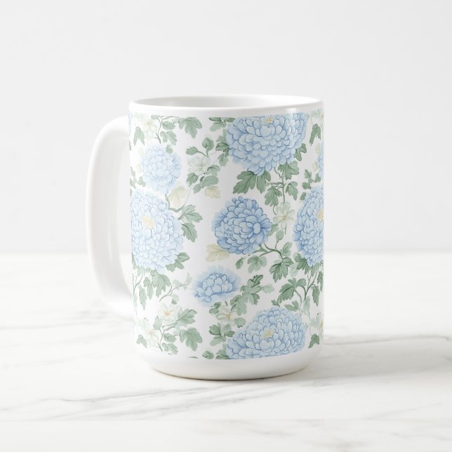 Mug Jolies Fleurs Bleu Clair Blanc   (Devant gauche)
