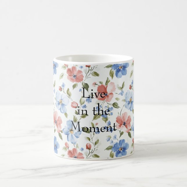 Mug Jolies Fleurs Bleues Rouges (Centre)