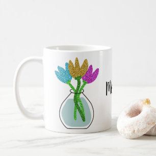 Mug Jolies fleurs de Parties scintillant personnalisée