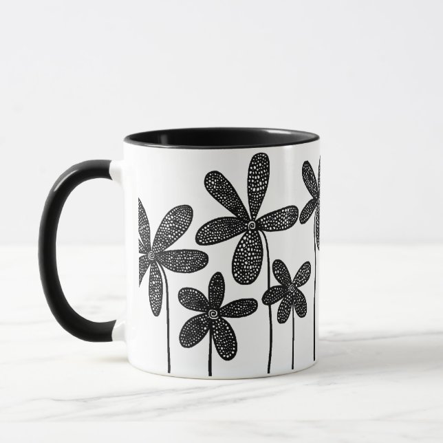 Mug Jolies fleurs - Noir et Blanc (Gauche)
