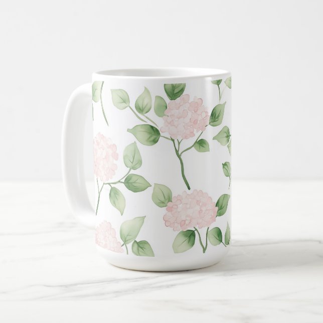 Mug Jolies Fleurs Roses Feuilles Vertes   (Devant gauche)