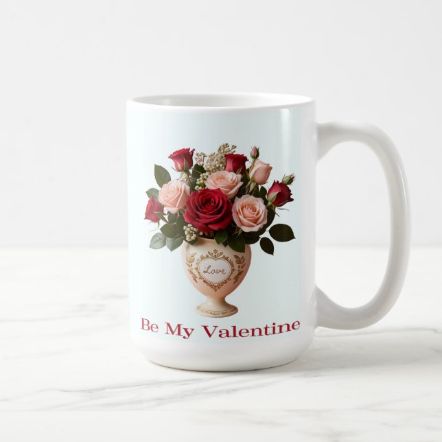 Mug Jolies fleurs Roses florales Bleu Saint Valentin (Droite)