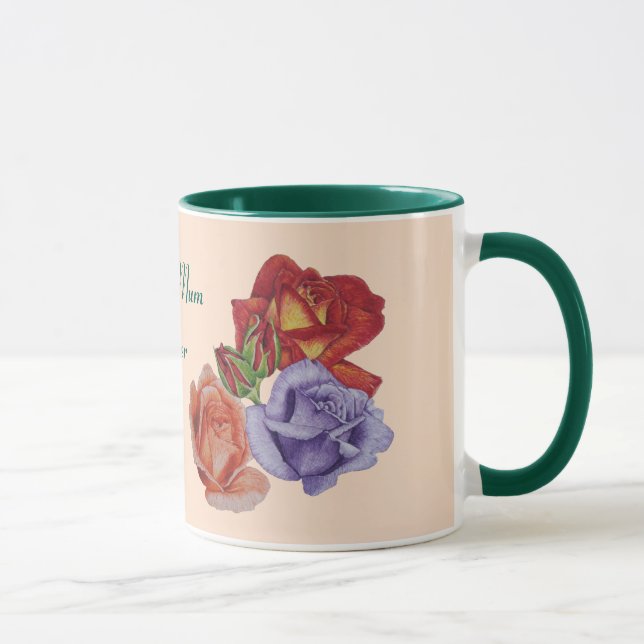 Mug jolies fleurs roses rouges et bourgeons roses fleu (Droite)