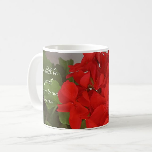 Mug Jolies fleurs rouges Trésor spécial Bible Verse (Devant gauche)