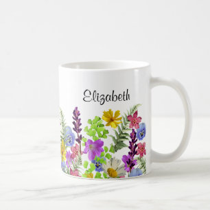 Mug Jolies fleurs sauvages avec nom personnalisé femme