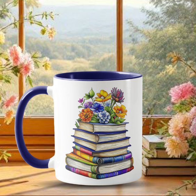 Mug Jolies Livres Vintages et Fleurs Personnalisées (Créateur téléchargé)