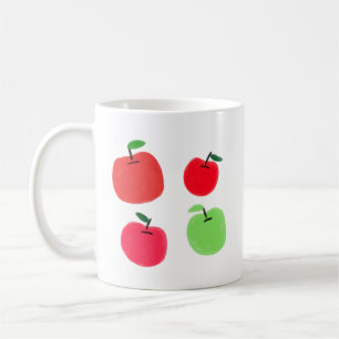 Mug Jolies pommes rouges et vertes dessinées à la main