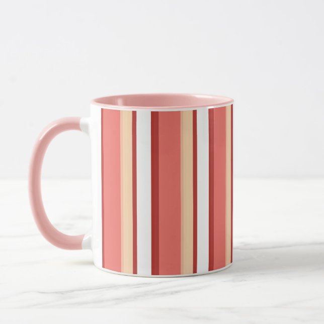 Mug Jolies rayures blanches roses  (Gauche)
