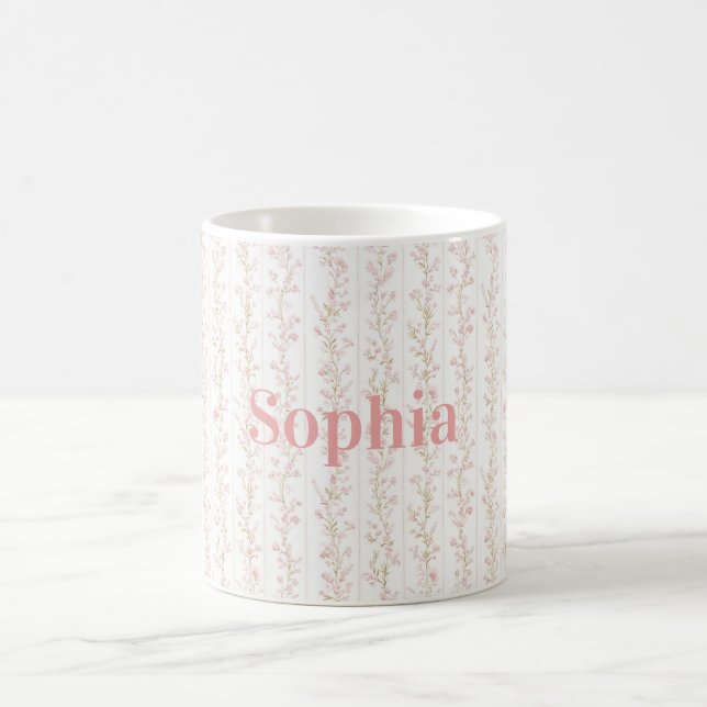 Mug Jolies rayures florales rose blush (Centre)