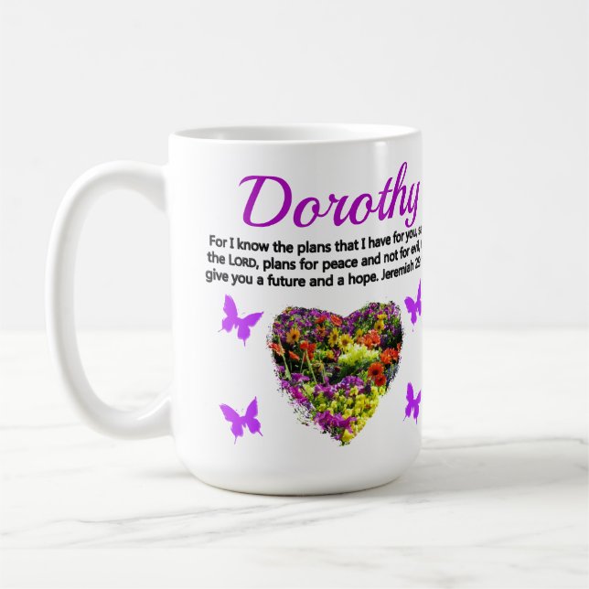 MUG JOLIMENT PURPLE FLORAL PERSONNALISÉ JEREMIAH 29:11 (Gauche)