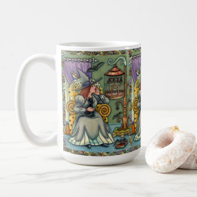 MUG JOLIMENT WITCH, CHAT & SES ANIMAUX, CAGE DE MAIN,  (Avec donut)