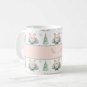 Mug Jolis arbres de Noël forestiers ours monogramme