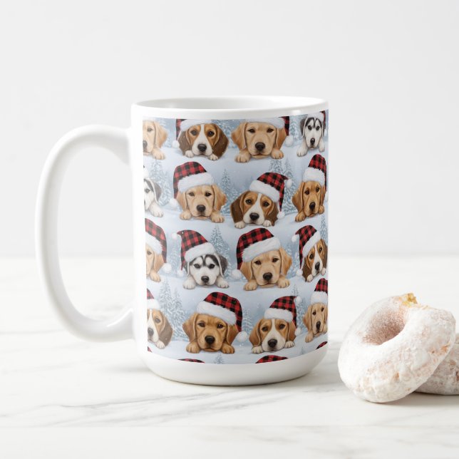 Mug Jolis chiots de Noël (Avec donut)