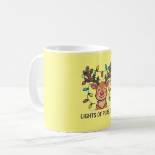 Mug Jolis éclairages de Noël de renne Kawaii de pure j