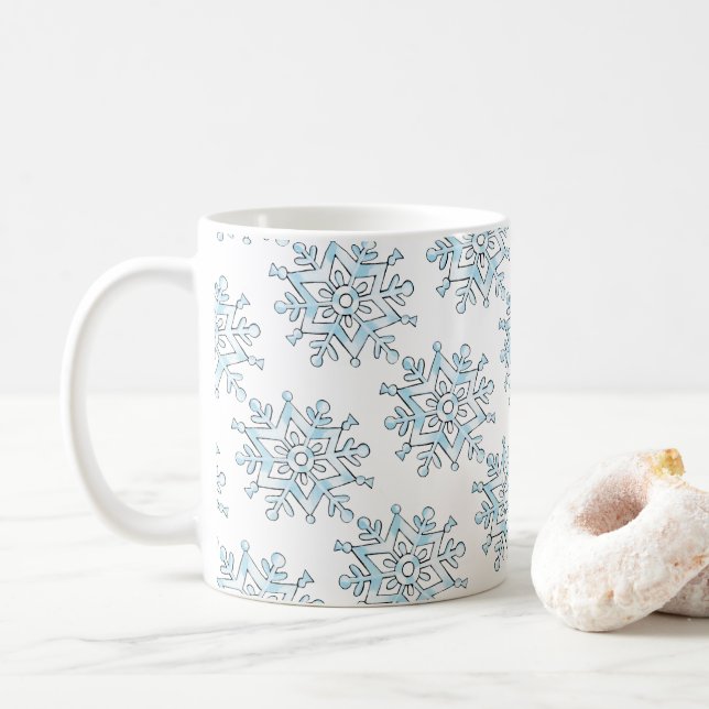 Mug Jolis flocons de Noël, tempête de neige d'hiver (Avec donut)