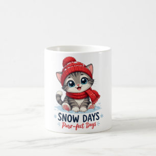 Mug Jolis jours d'hiver avec un chaton en neige