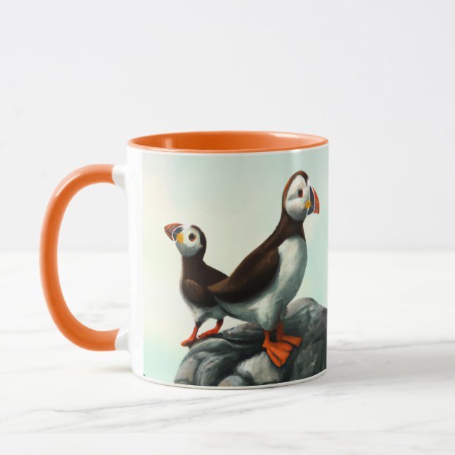 Mug Jolis Macareux atlantiques oiseaux de mer sur les  (Gauche)