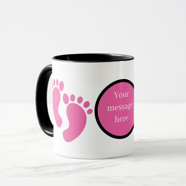 Mug Jolis pieds de bébé fille ajoutez un message  (Devant gauche)