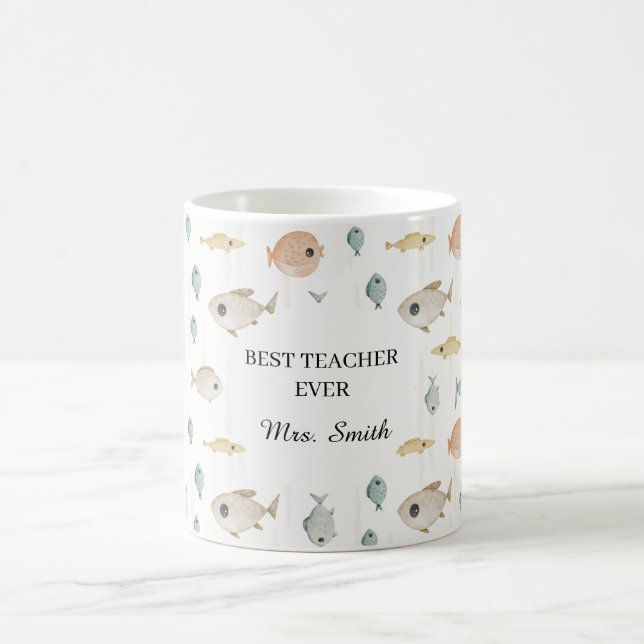 Mug Jolis poissons à l'aquarelle Meilleur professeur e (Centre)