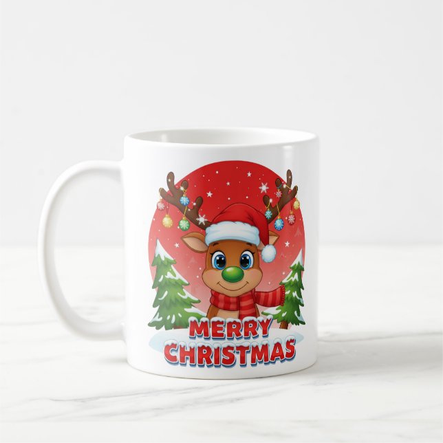 Mug Jolis rennes de Noël avec ornements de chapeau de  (Gauche)